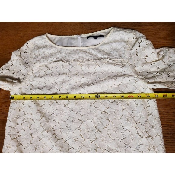 Tibi 12 Women LARGE dress Lace Knee‎ Length Shift Sleeveless Ivory Formal Party - Picture 10 of 13